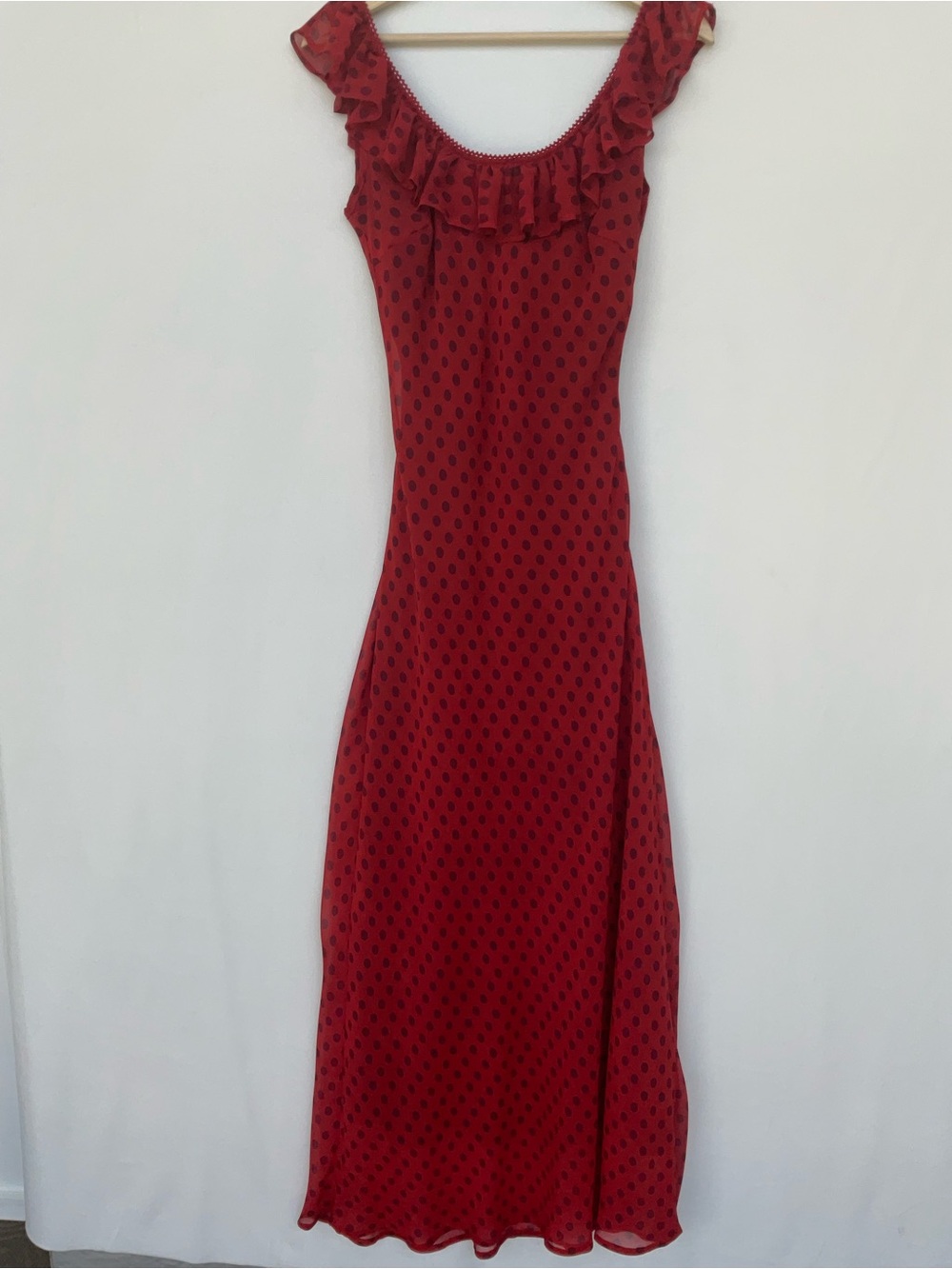 Lisa Says Gah Dahlia Red Ruffle-Trim Midi Dress - Picture 3 of 12